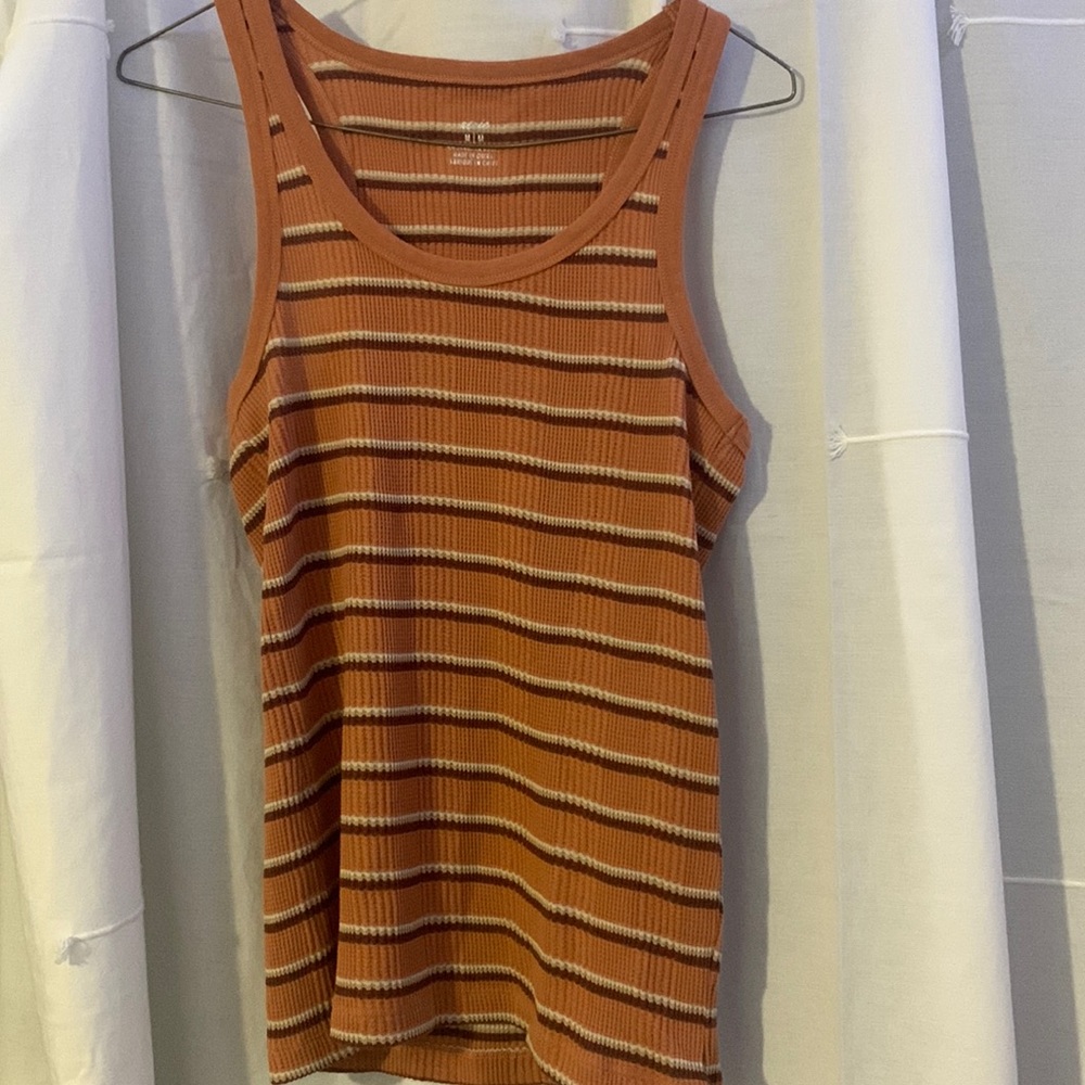 Aerie Orange and Brown Striped Tank Top